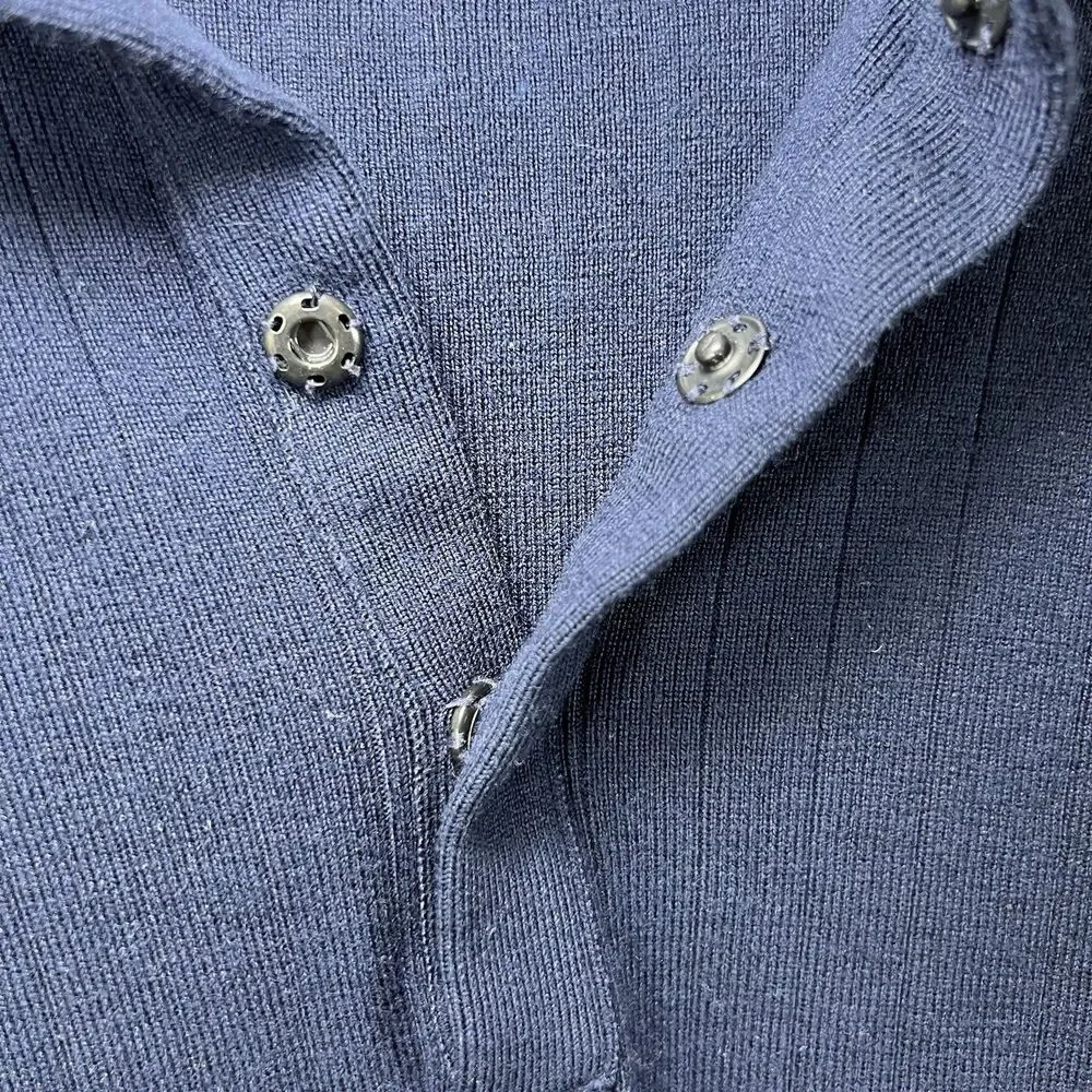 Banana Republic Extra Fine Merino Wool Sweater Mens Medium Navy 1/4 Snap Mock